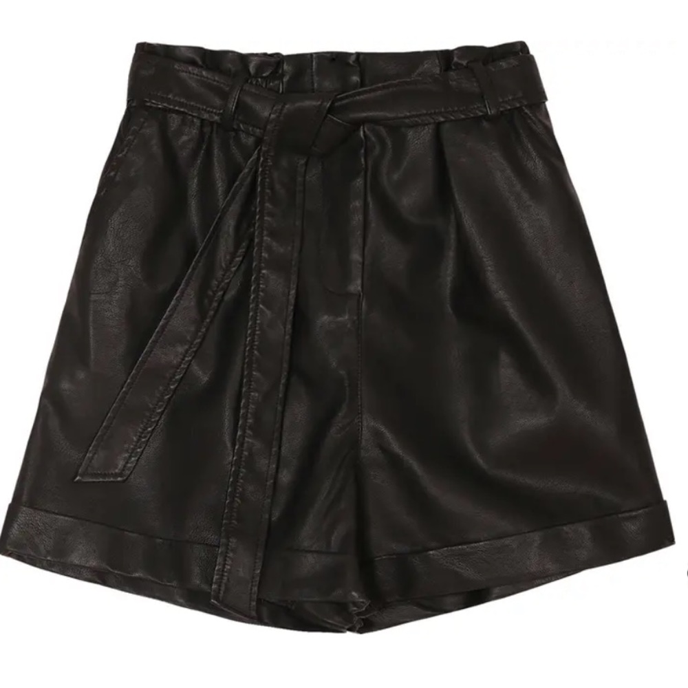 NWT Faux Leather Belted Shorts